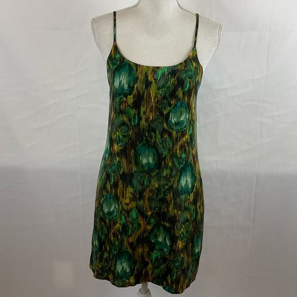 Alice + Olivia Dresses & Skirts - Alice + Olivia Slip Dress S Green Drab Yellow Spaghetti Strap Lined